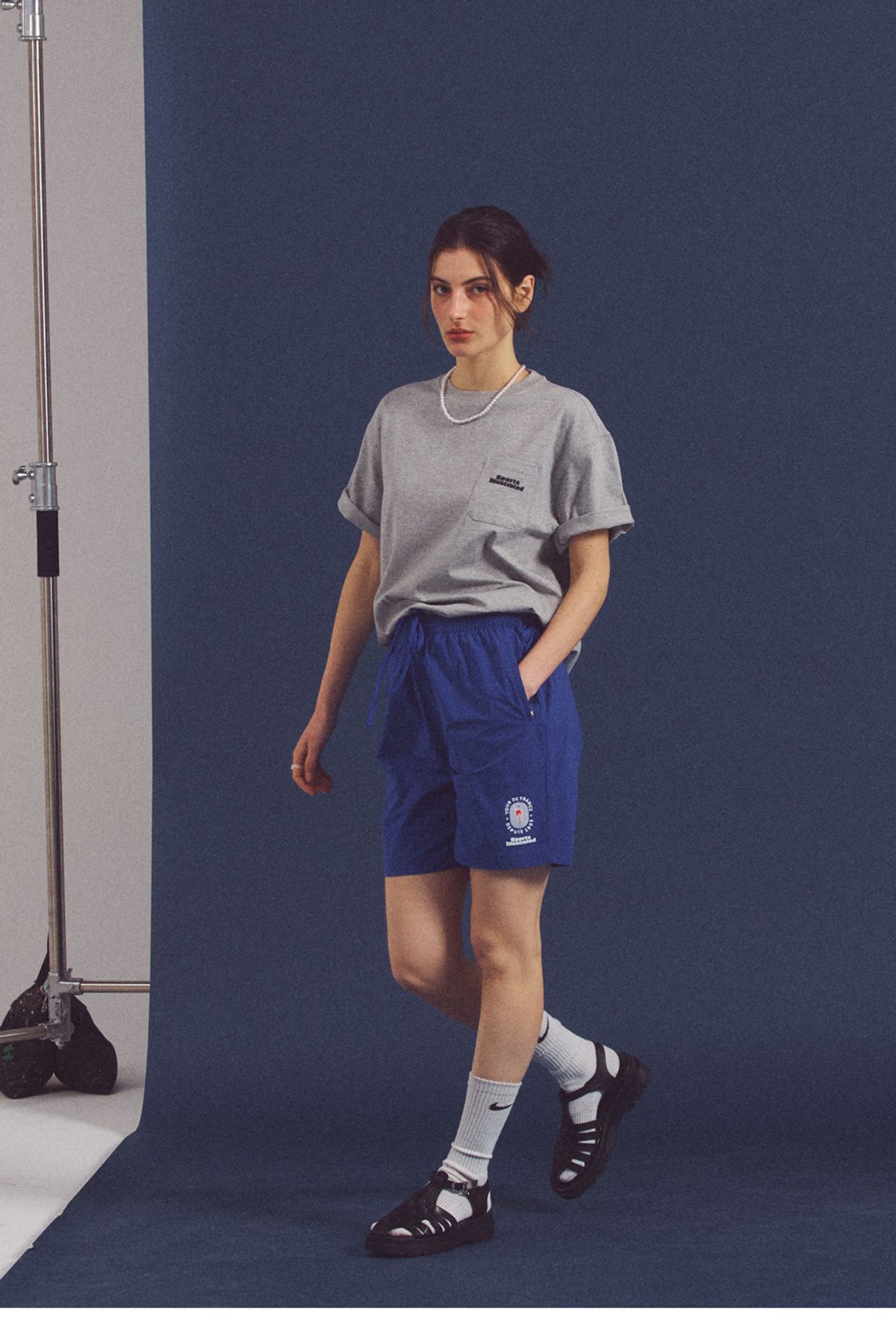 스포츠 일러스트레이티드(SPORTS ILLUSTRATED) CYCLING WOVEN HALF PANTS (BLUE)