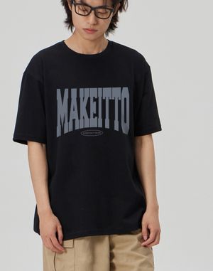 [NAME LOGO] CREW NECK TEE_BLACK