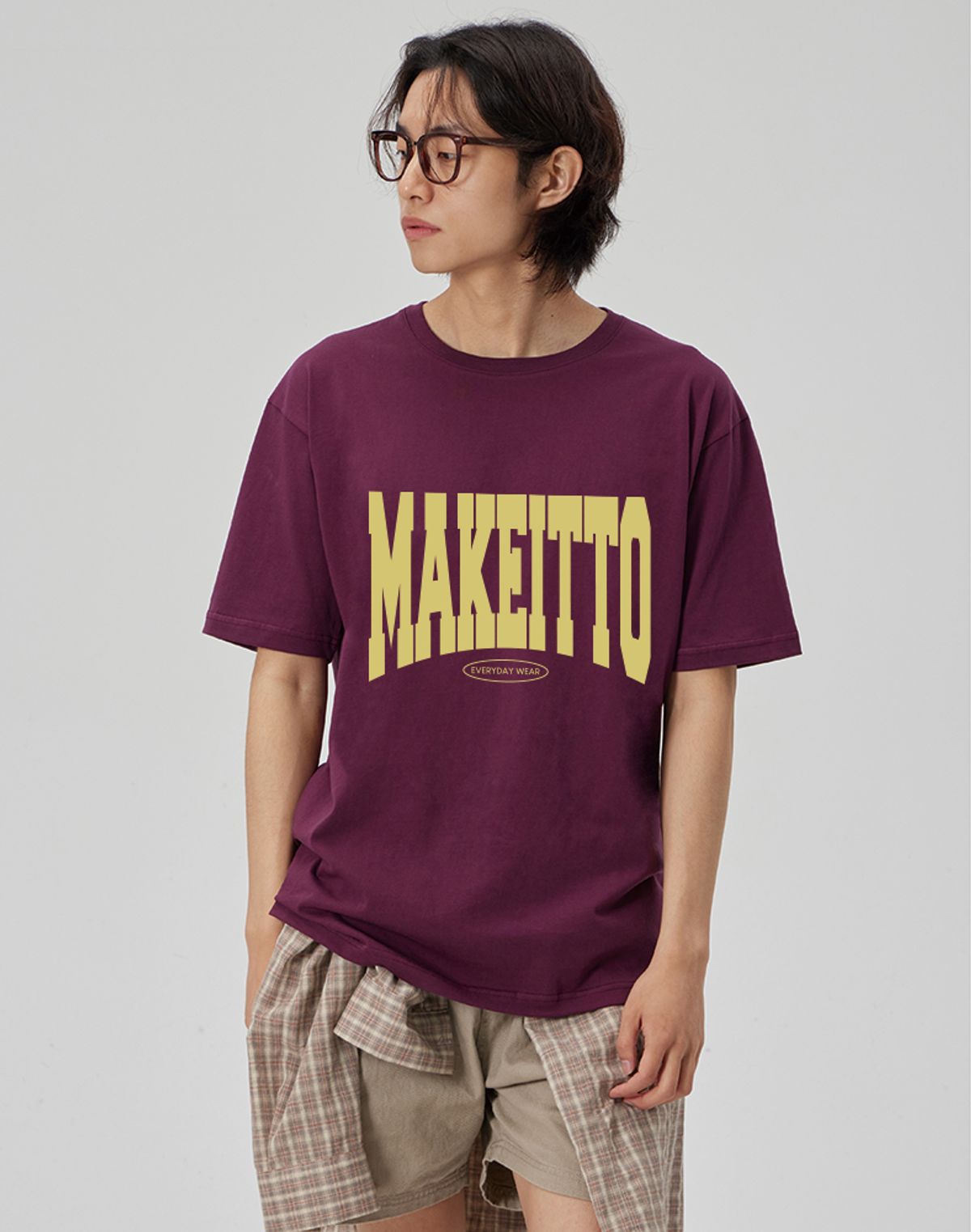 메이킷투(MAKEITTO) [NAME LOGO] CREW NECK TEE_WINE