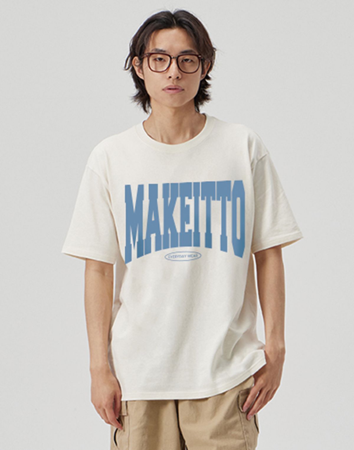 메이킷투(MAKEITTO) [NAME LOGO] CREW NECK TEE_CREAM