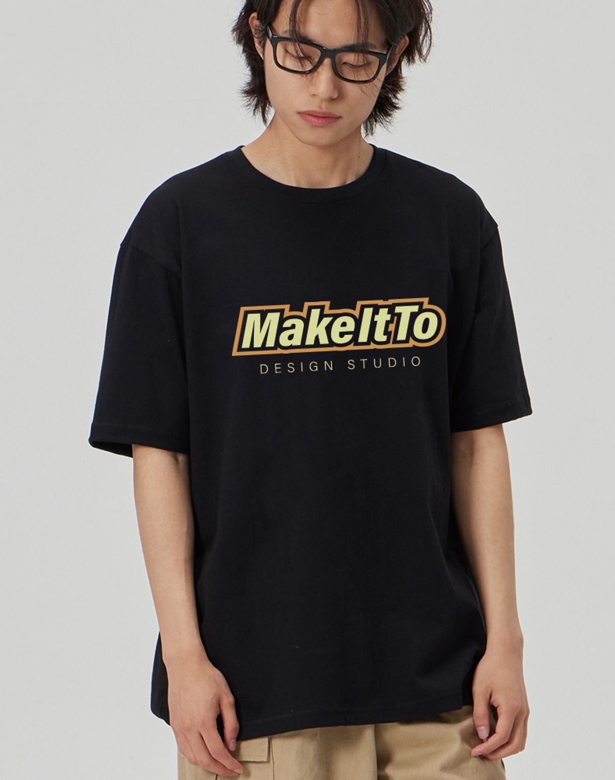 메이킷투(MAKEITTO) [BORDER LOGO] CREW NECK TEE_BLACK