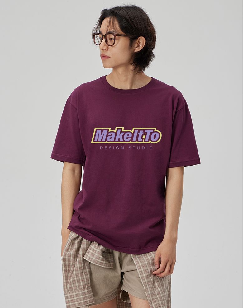[BORDER LOGO] CREW NECK TEE_WINE