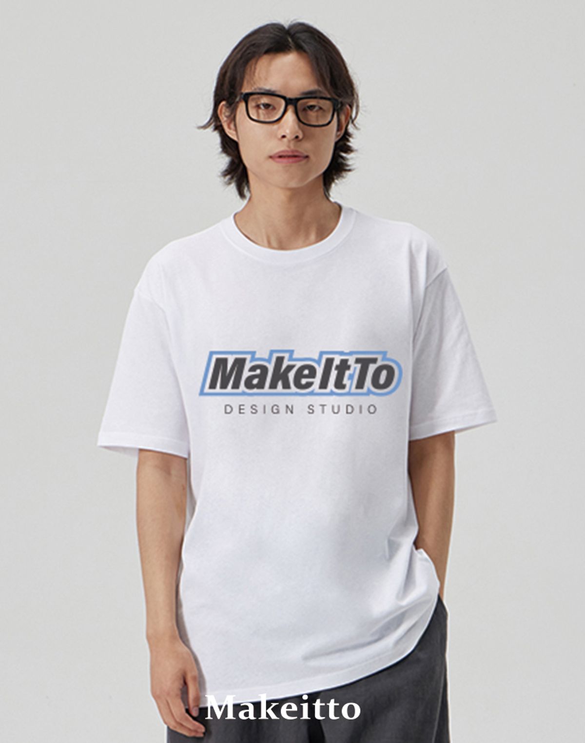 메이킷투(MAKEITTO) [BORDER LOGO] CREW NECK TEE_WHITE