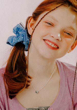 플라워 데님 스크런치 (스카이블루)