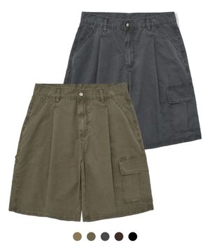 [2PACK]원턱 워시드 와이드 코튼 쇼츠 5 COLOR