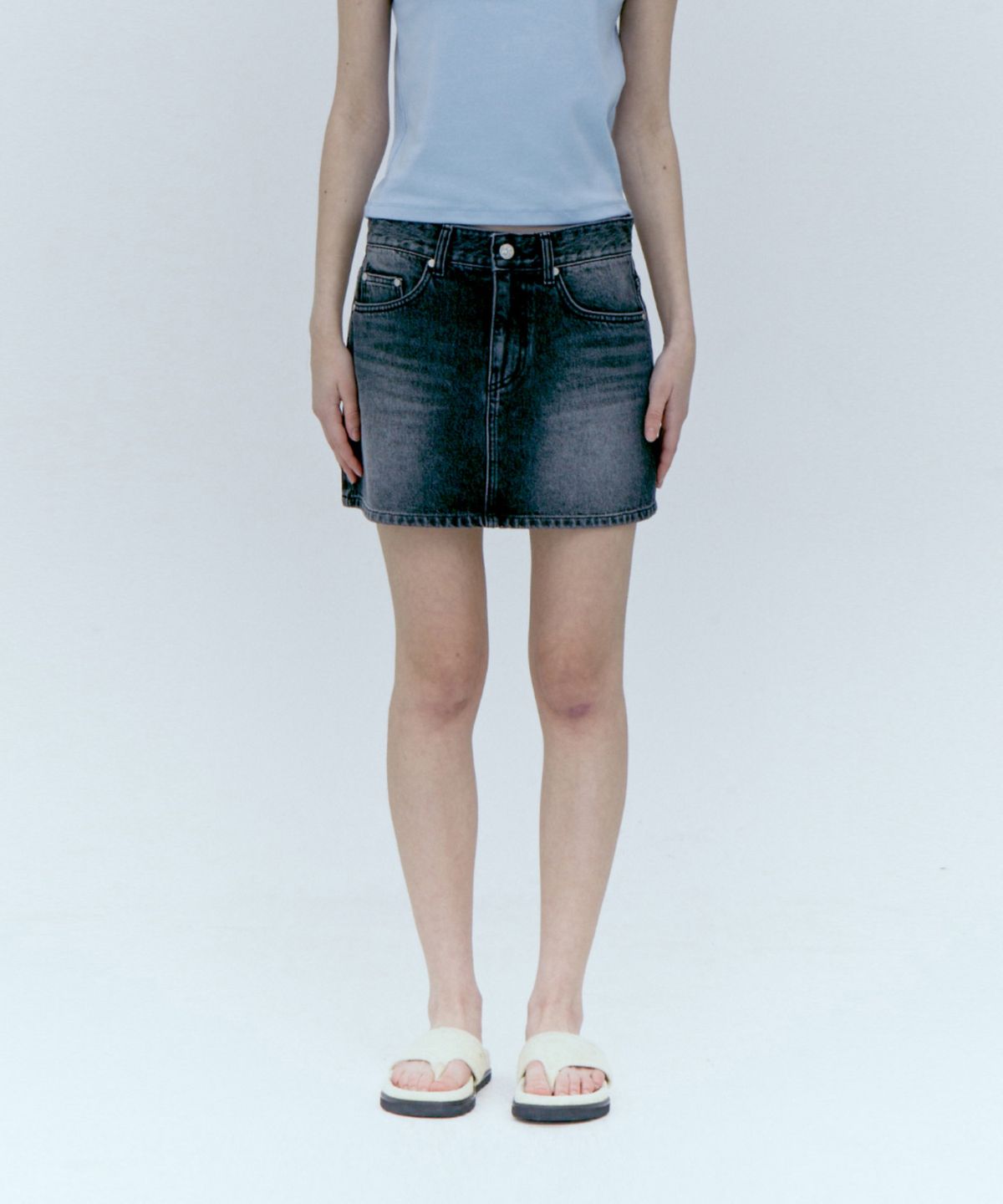 레스트앤레크레이션(REST&RECREATION) DENIM MINI SKIRT_BLACK