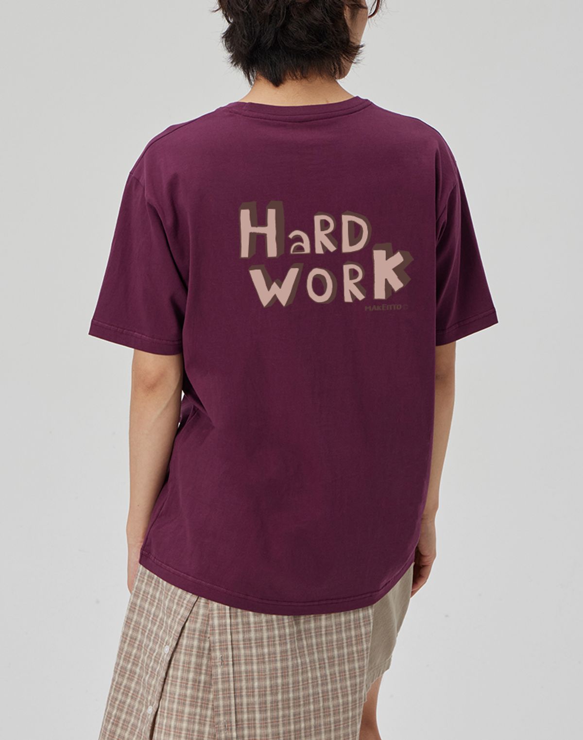 메이킷투(MAKEITTO) [HARD WORK] CREW NECK TEE_WINE