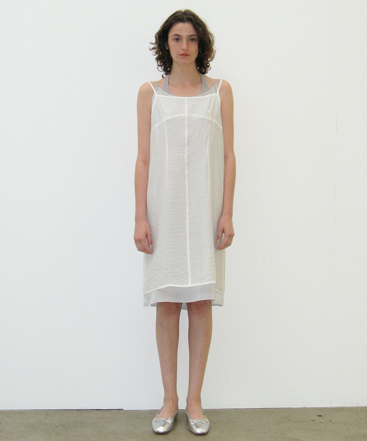 카셀(CACELE) LAYERED SHEER DRESS SET, WHITE SET