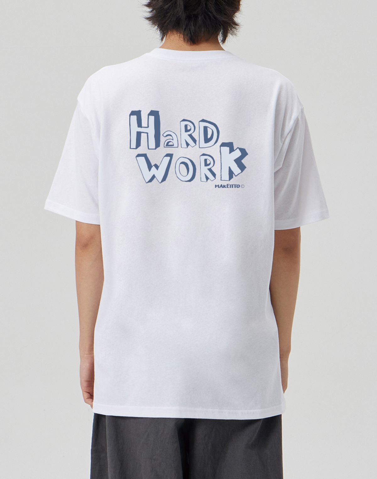 메이킷투(MAKEITTO) [HARD WORK] CREW NECK TEE_WHITE
