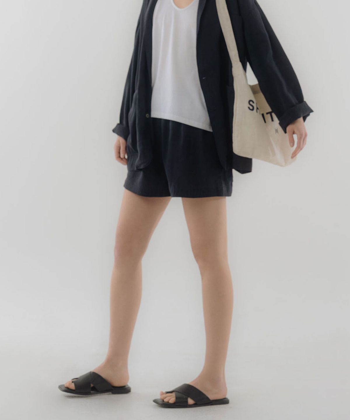 하수오(HASUO) 린넨 라운지 숏츠_네이비