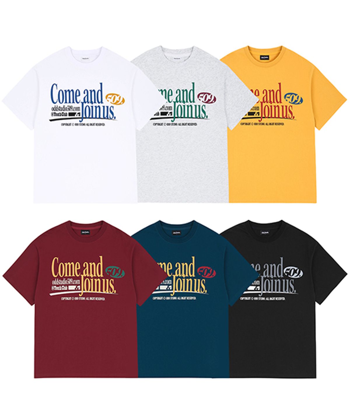 오드스튜디오(ODDSTUDIO) [2PACK] 컴앤조인어스 그래픽 오버핏 티셔츠 - 6COLOR