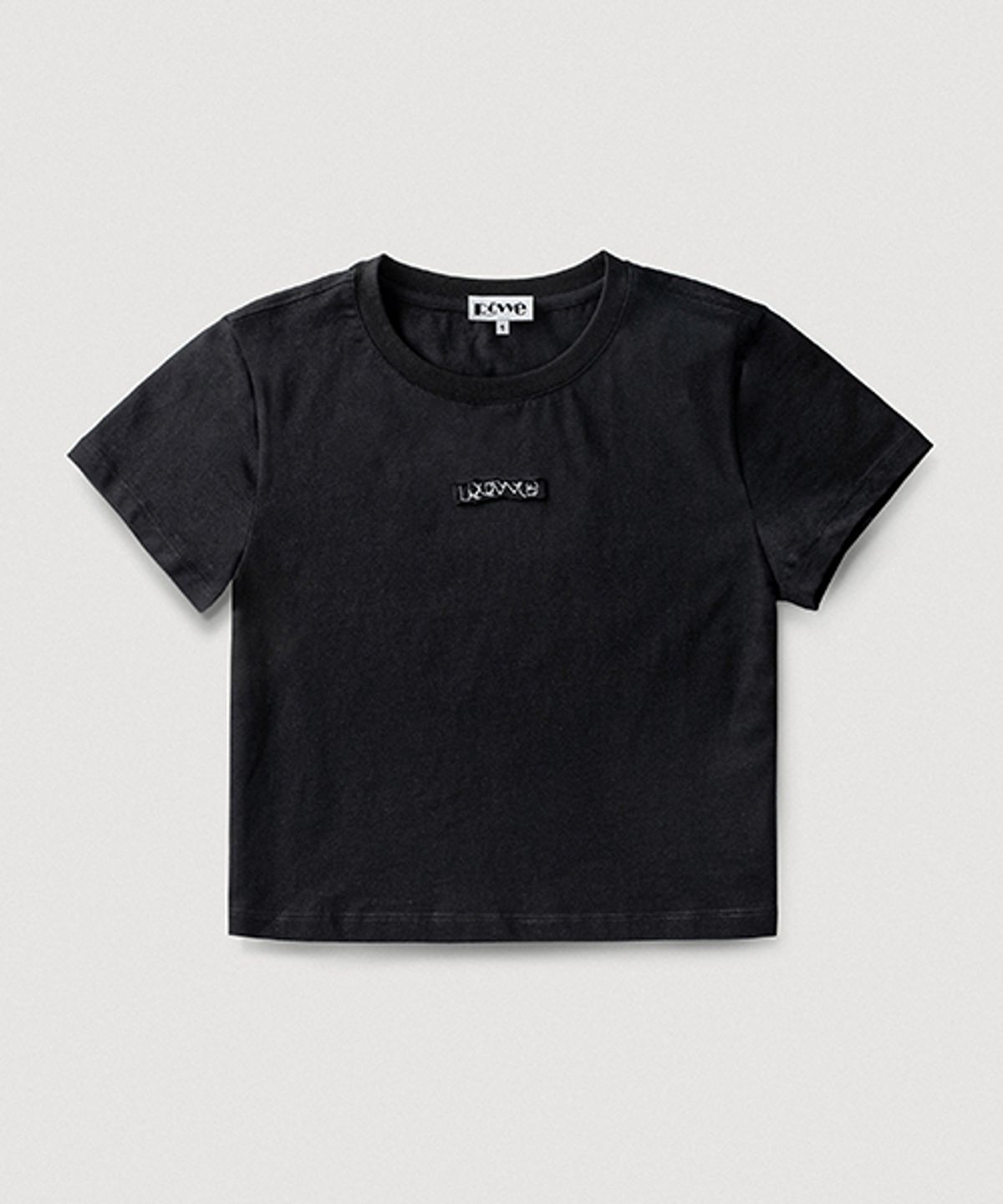 뢰브(ROVVE) Cropped Cut Off Logo T-shirt (Black)