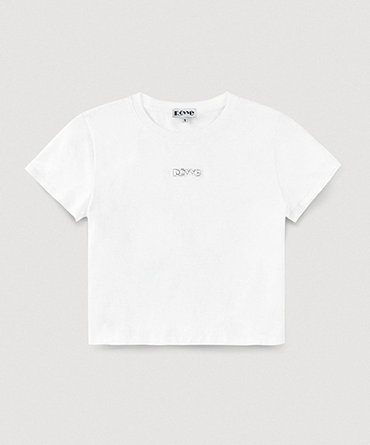뢰브(ROVVE) Cropped Cut Off Logo T-shirt (White)