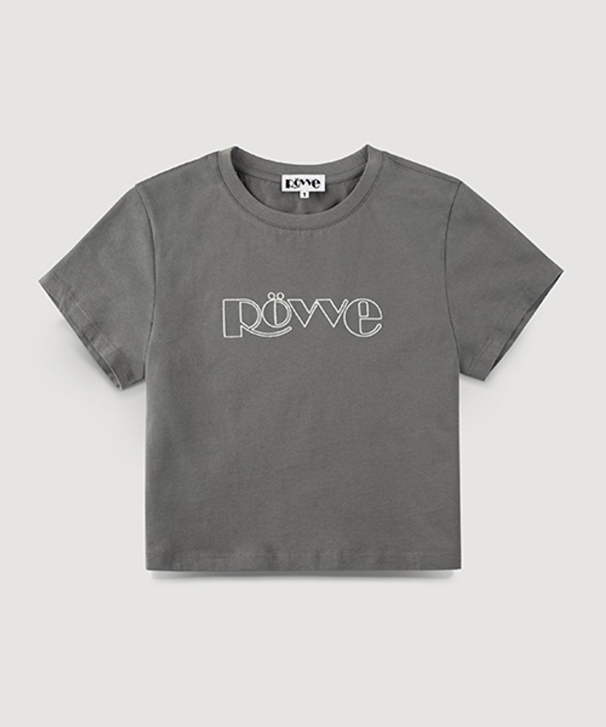 뢰브(ROVVE) Cropped Needle Point T-shirt (Charcoal)