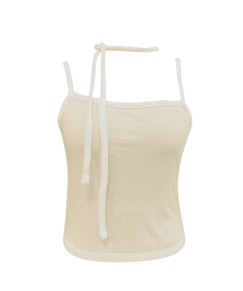 SLEEVELESS CROP TOP BEIGE