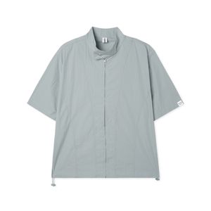 리버시블 라벨 하이넥 집업 반팔 셔츠_민트