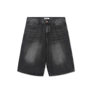호리즌 미들 와이드 데님 쇼츠_워시드블랙
