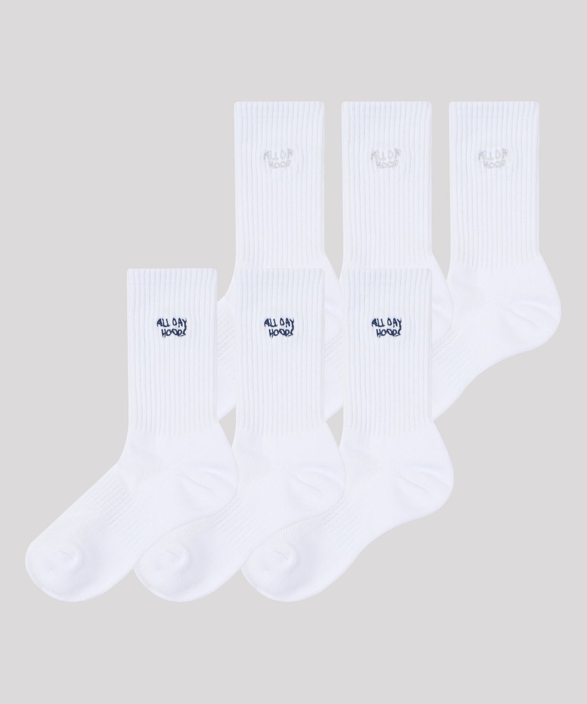 올데이훕스(ALL DAY HOOPS) 올데이삭스 중목 화이트 3Pack