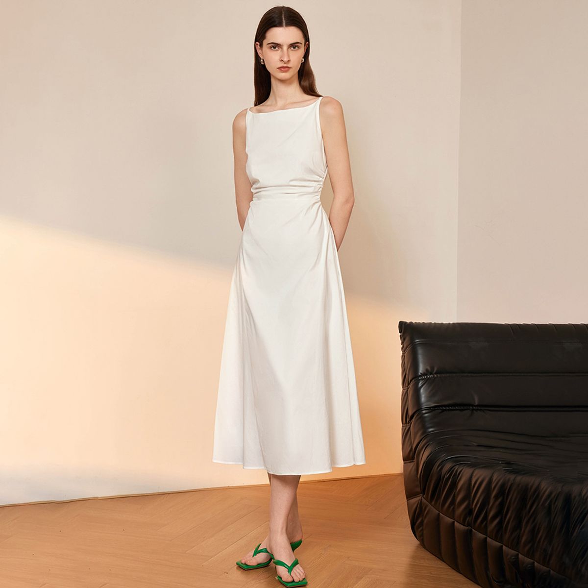 와이와이아이엠(YYIAM) YY_Cinched waist slip dress_WHITE - 사이즈 & 후기 | 무신사