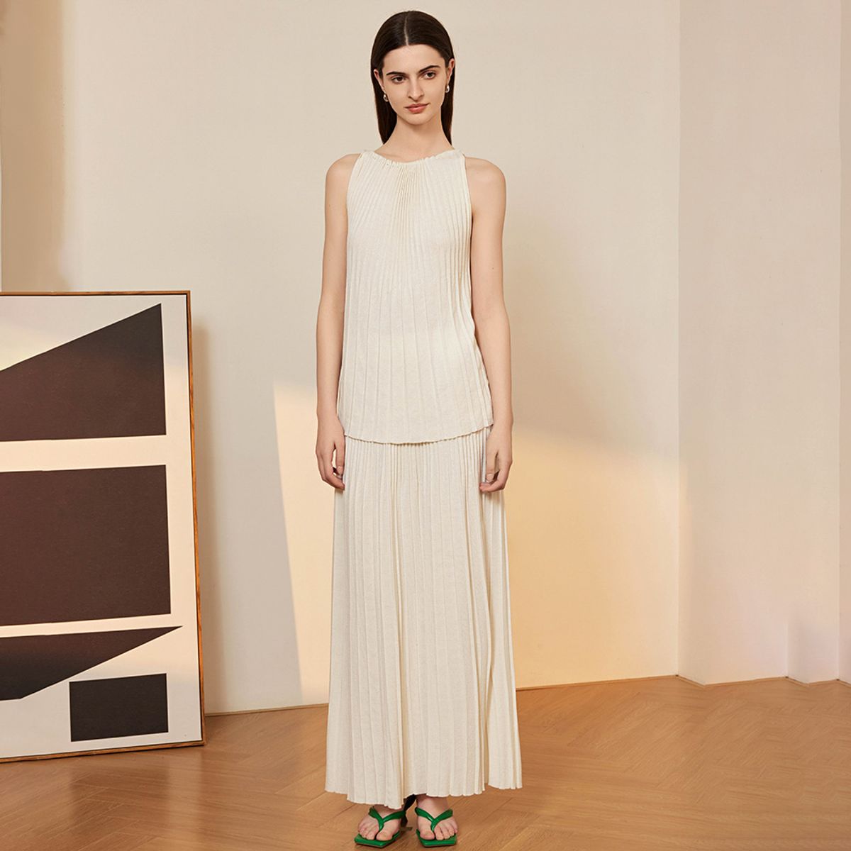 와이와이아이엠(YYIAM) YY_Chic crease knit skirt_IVORY