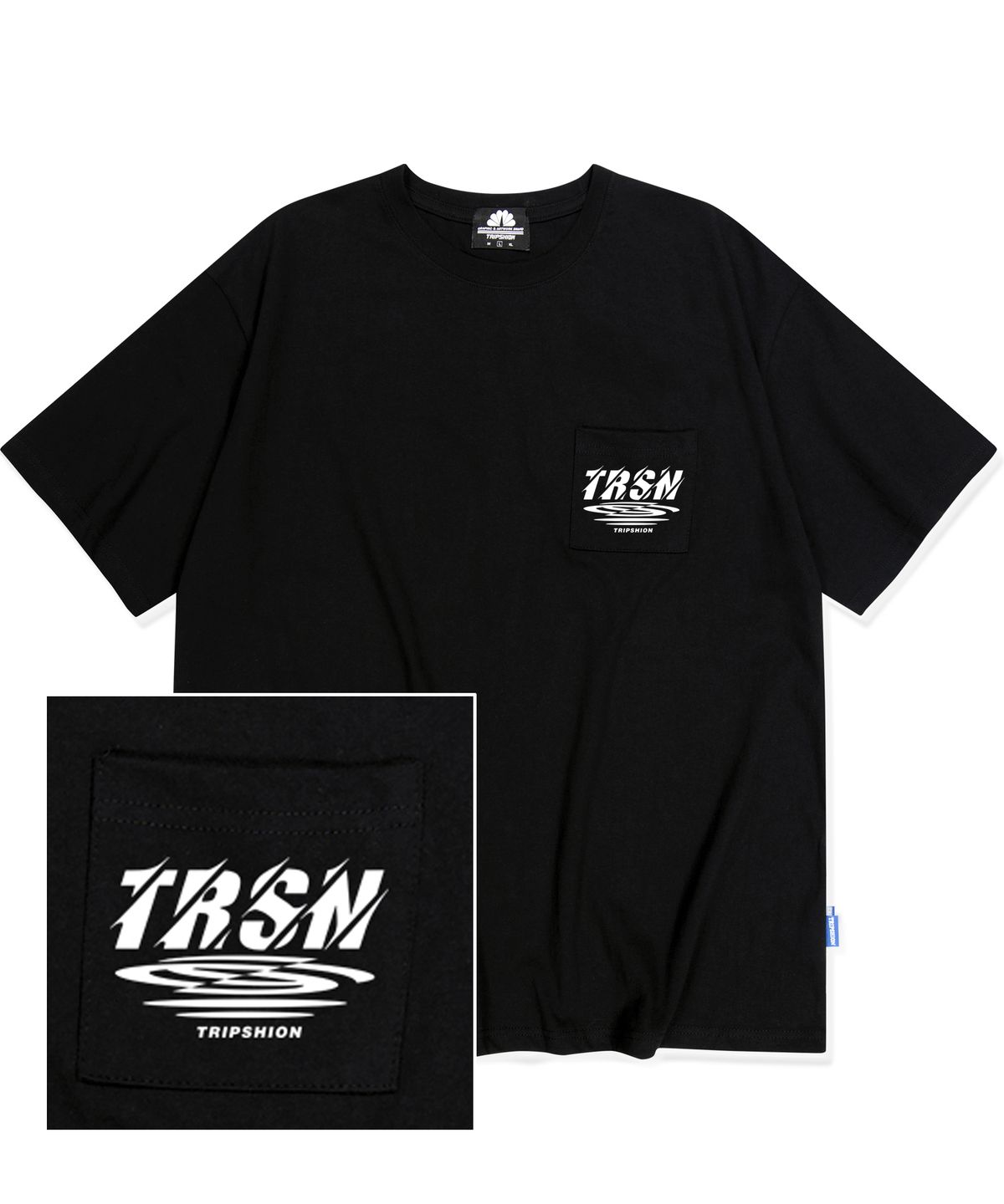 트립션(TRIPSHION) Tornado logo 포켓티셔츠 - 블랙
