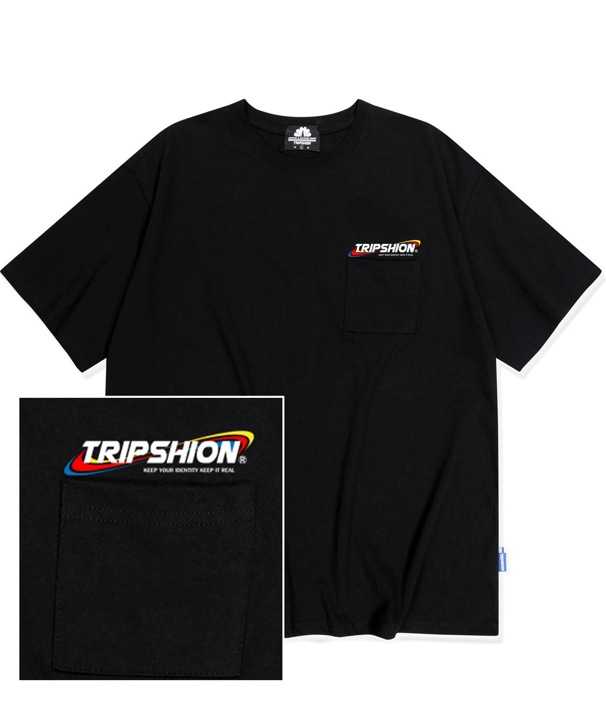 트립션(TRIPSHION) Prizm logo 포켓티셔츠 - 블랙