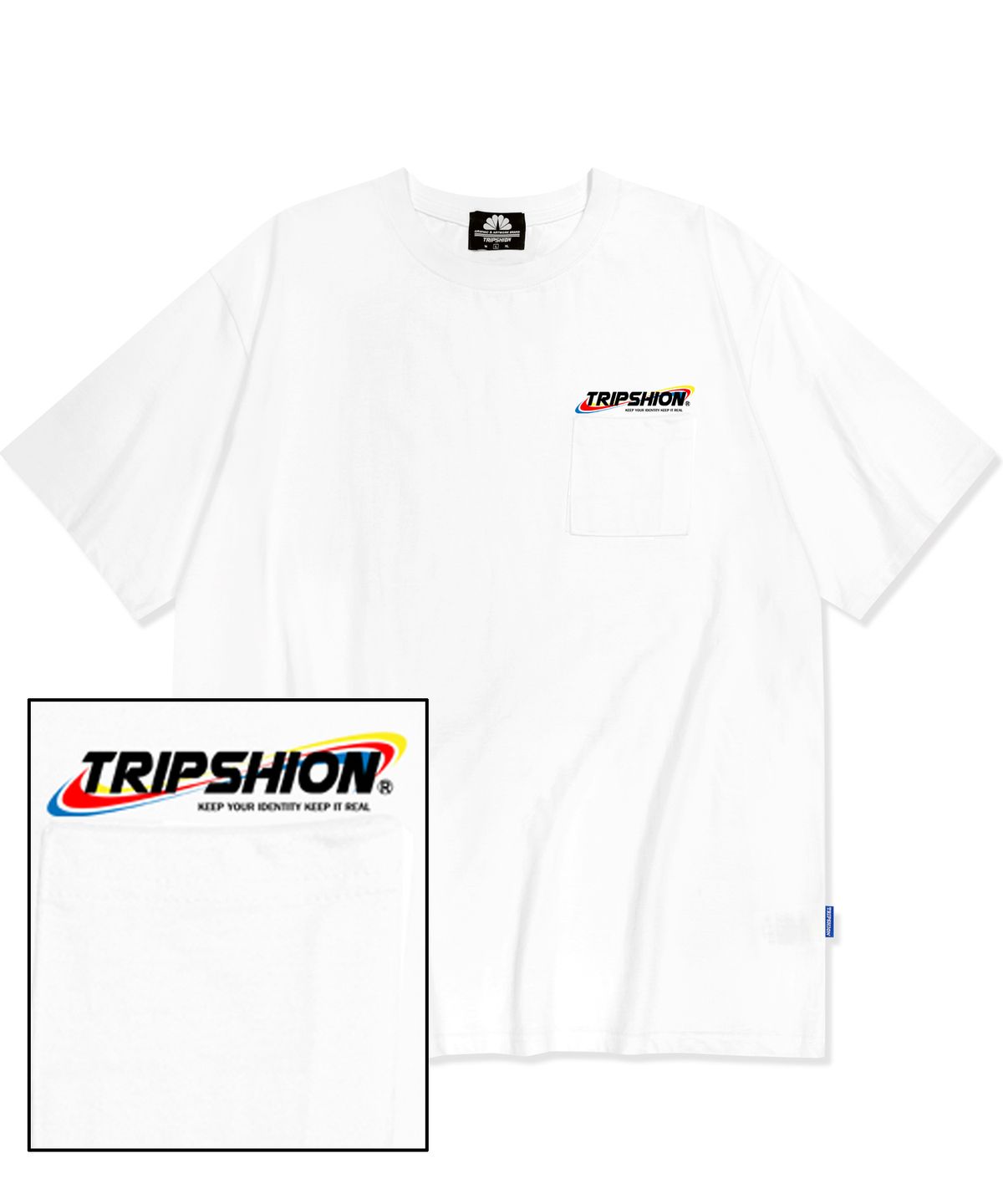 트립션(TRIPSHION) Prizm logo 포켓티셔츠 - 화이트