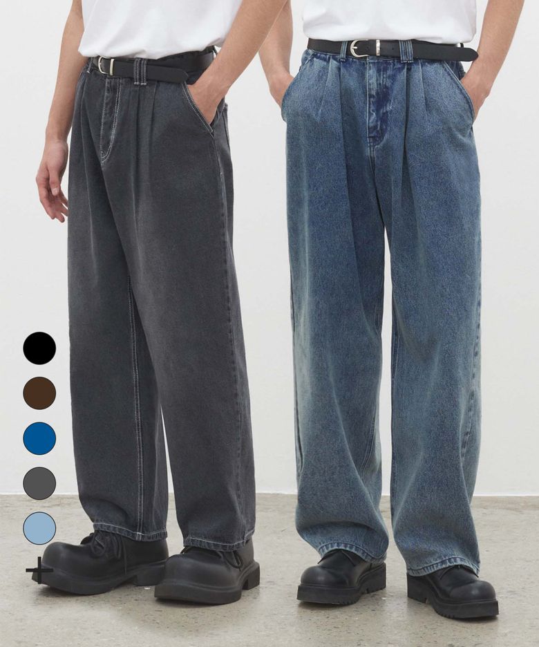 [2PACK]Dawn 2Pleats Wide Jeans DCPT007