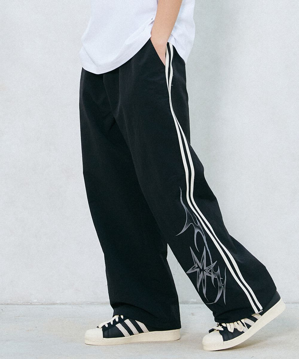 MUSINSA | GAKKAI UNIONS Sparkle nylon line pants black 