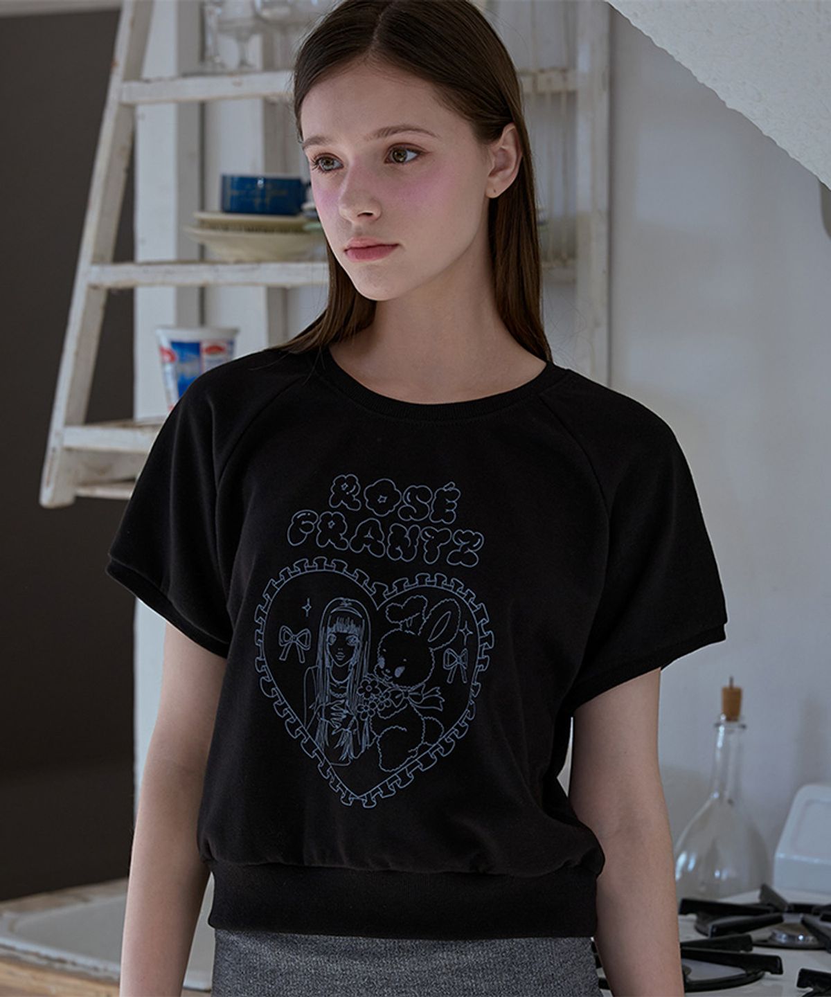 로제프란츠(ROSEFRANTZ) Barbie & Bunny T-shirt [Black]
