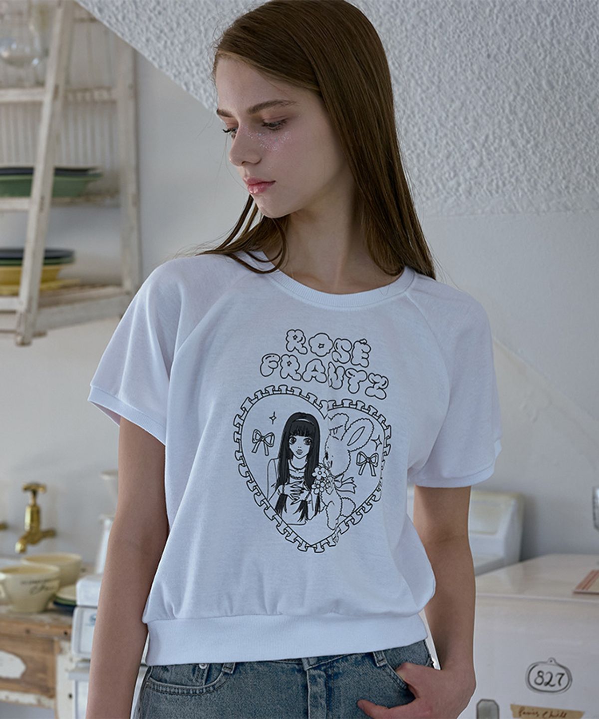 로제프란츠(ROSEFRANTZ) Barbie & Bunny T-shirt [White]