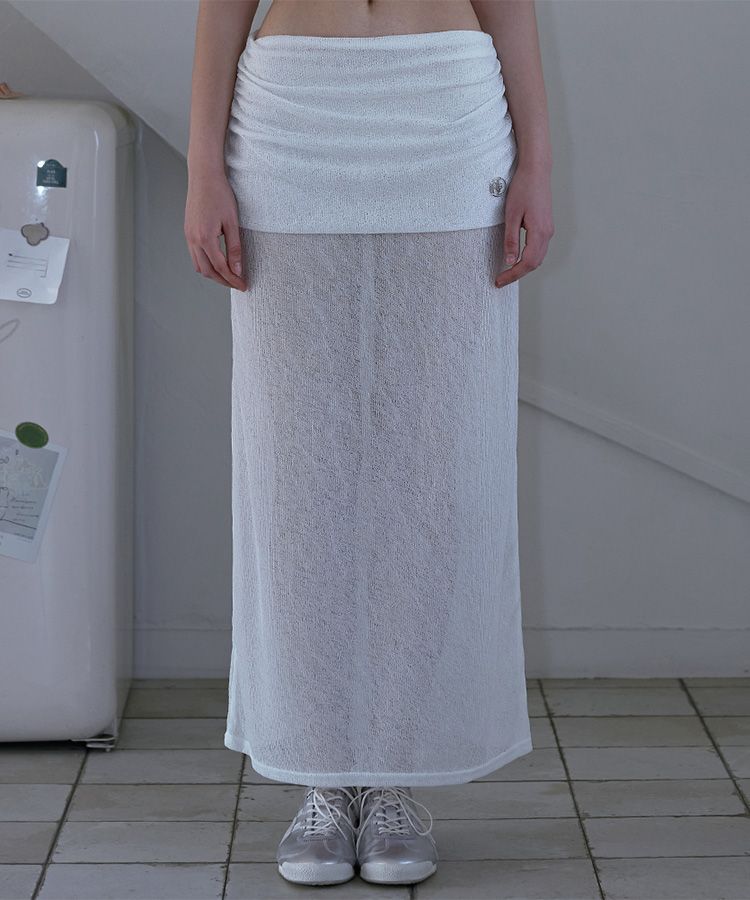 MUSINSA公式 | ROSÉ FRANTZ See-through Layered Long Skirt [White]