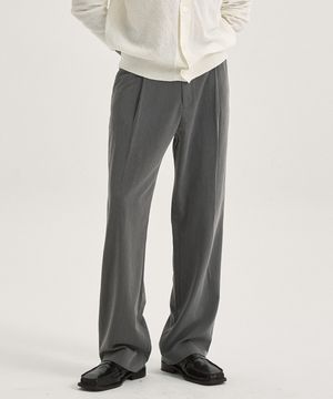 9110 원턱 세미와이드 슬랙스 - 차콜
