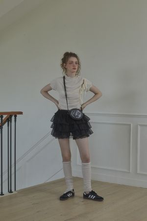 LACE BANDING SKIRT_BLACK