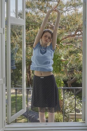 CHECK MIDE SKIRT_NAVY