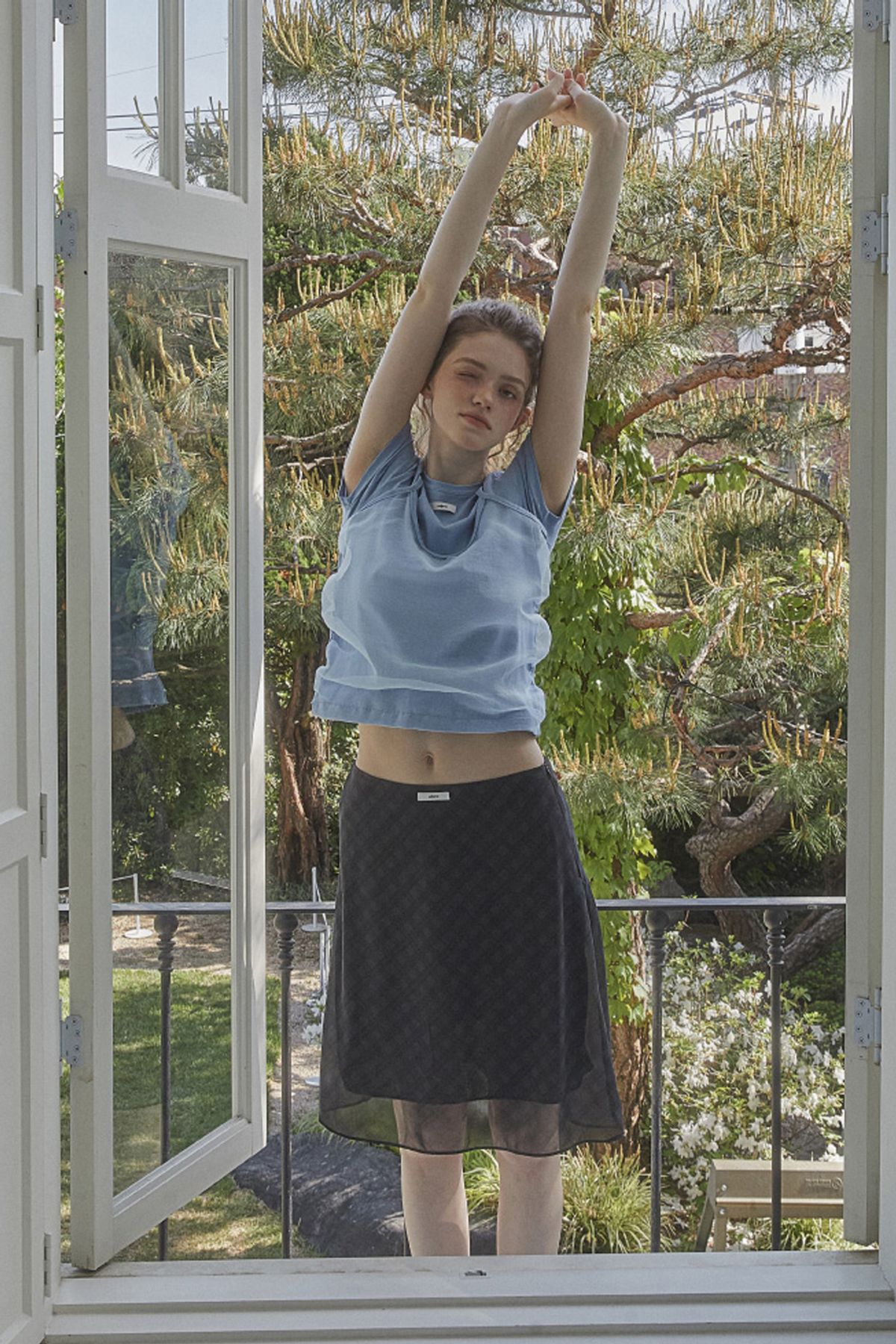 레터리(LETERIE) CHECK MIDE SKIRT_NAVY