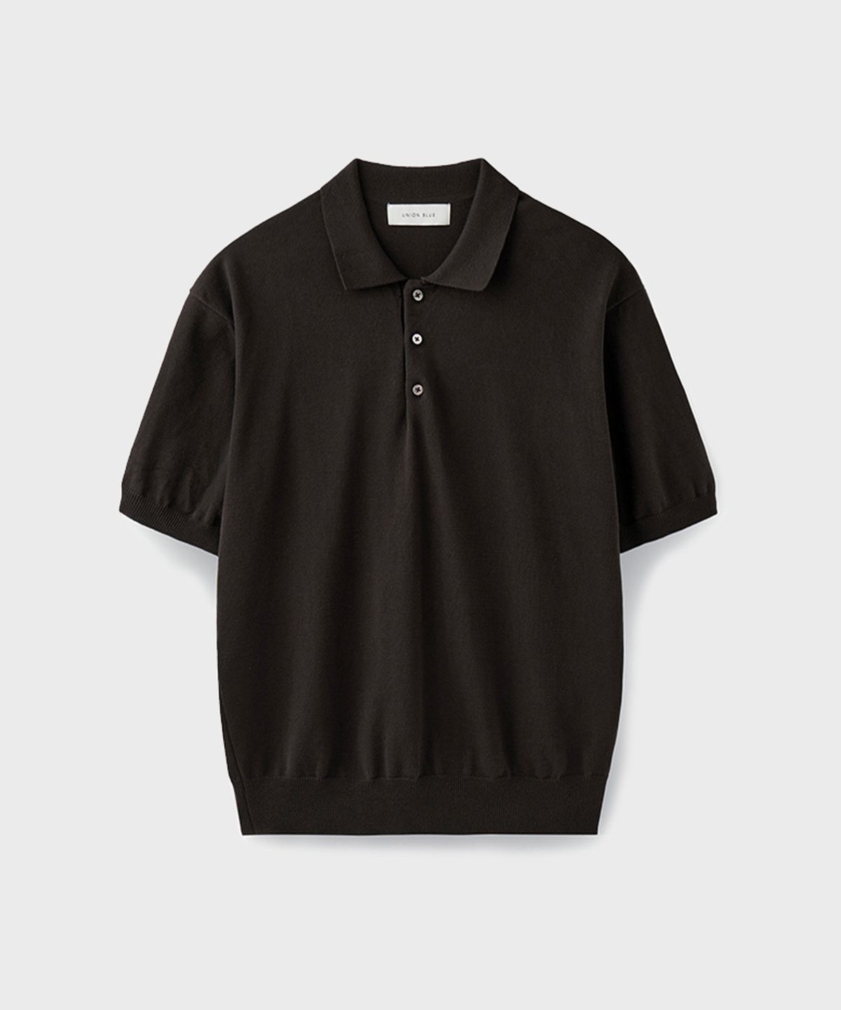유니온블루(UNION BLUE) HARD TWIST COMFORT POLO KNIT [DEEP BROWN]