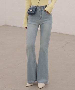 프린지 투버튼 부츠컷 데님팬츠_43DP1788