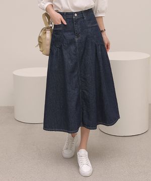 생지데님 플레어 롱 스커트_43SK1792