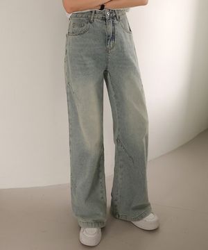 애나 실버스터드 와이드 데님팬츠