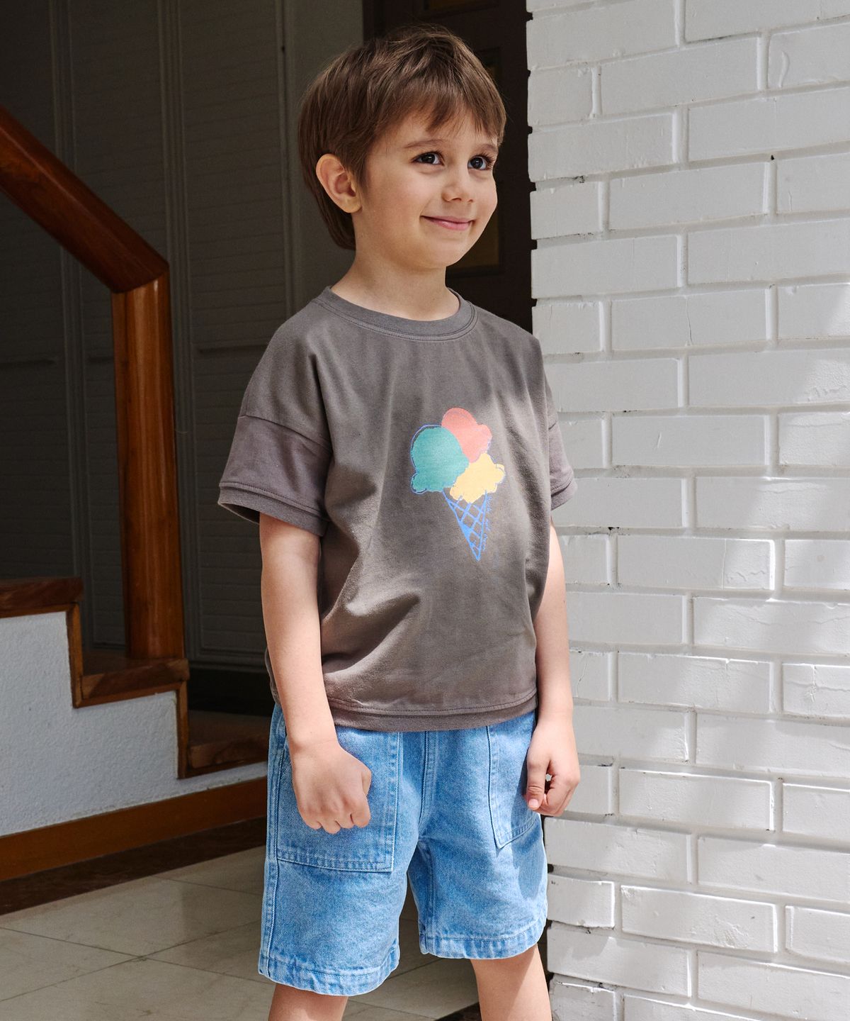 비치스앤 크림 키즈(BEACHESAND CREAM KIDS) 아이스 콘 반팔 티셔츠(Ice corn half sleeve T-shirt)