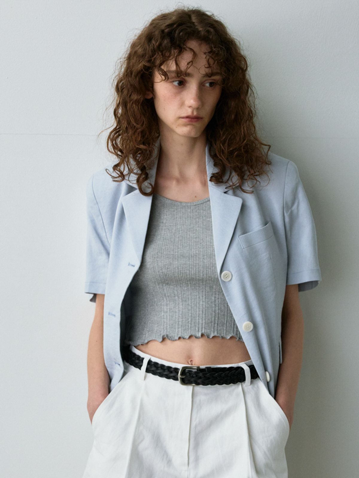 노우드(NOEUD) Rive linen jacket (Skyblue)