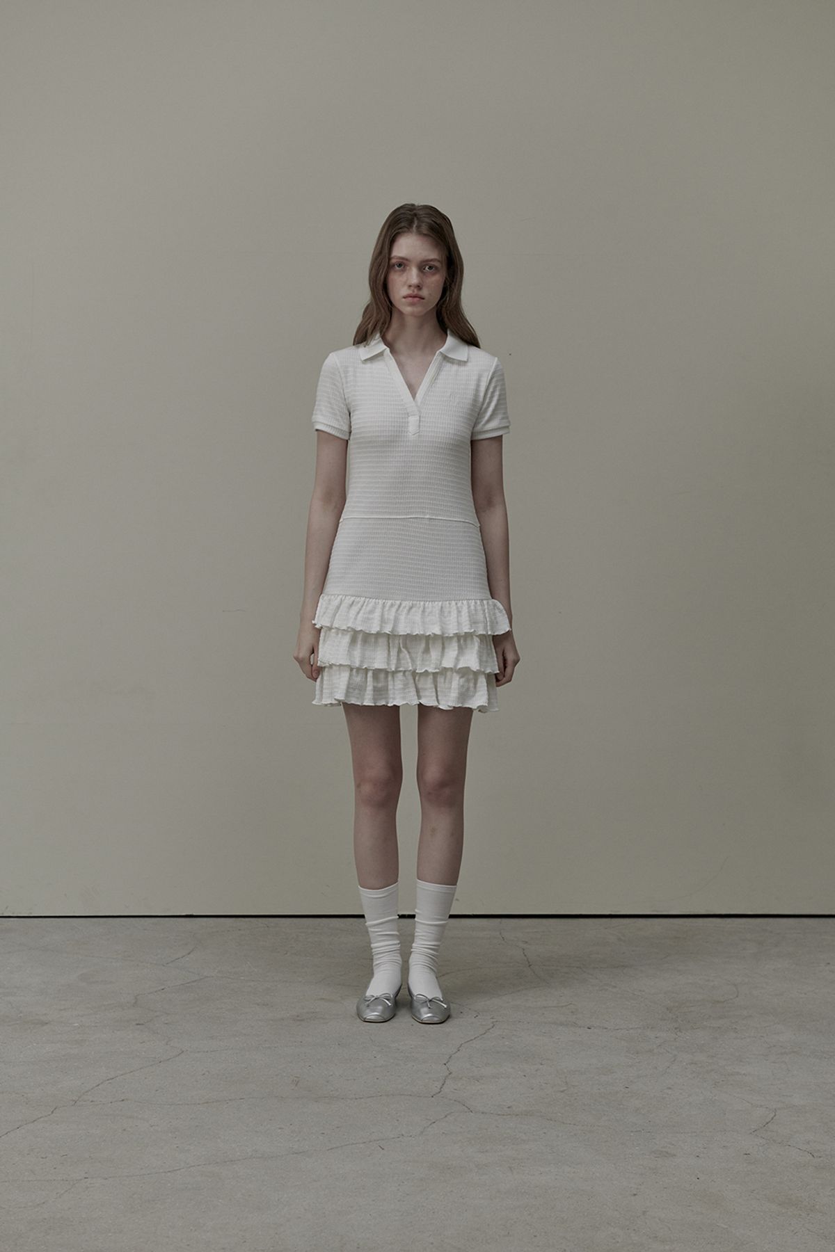 마우솔레움(MAU SOLEUM) Logo Embroidery Pk Cancan Dress - White