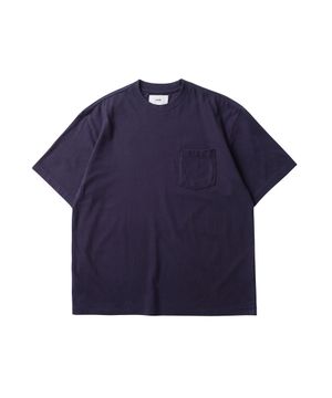 원포켓 소프트 터치 반팔 티셔츠 퍼플 네이비