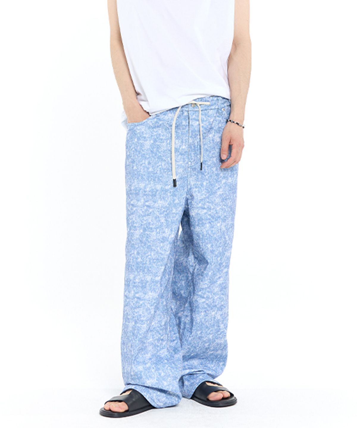 기철(KICHUL) BILLOW FAKE DENIM WIDE PANTS (BLUE)