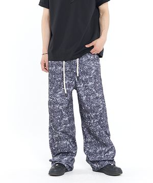 BILLOW FAKE DENIM WIDE PANTS (DARK BLUE)