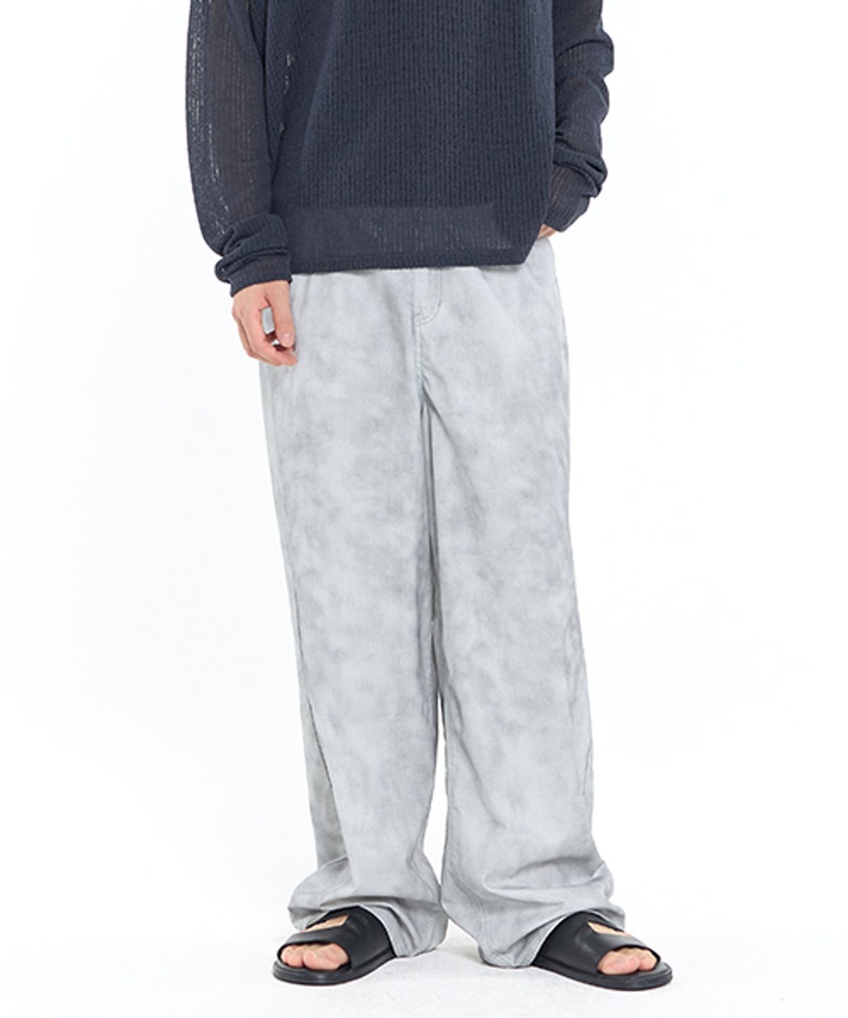기철(KICHUL) FOG WASHED LOOSE WIDE PANTS (LIGHT GREY)