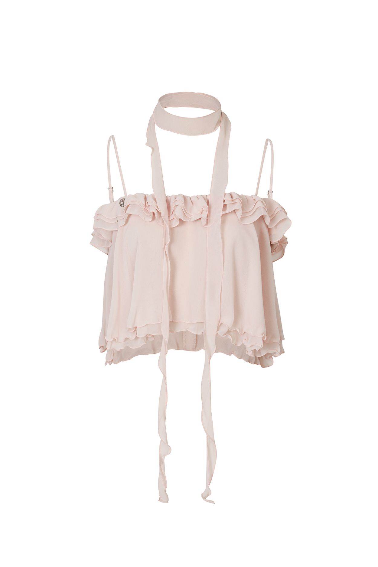 MUSINSA | PAINORPLEASURE LILY SCARF TOP pink