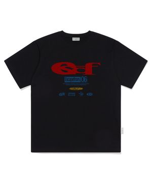 ESCF 로고 콜라주 프린트 오버핏 반팔티 블랙