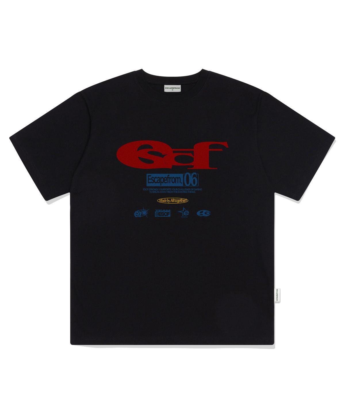 ESCAPEFROM☆DOT ESCF LOGO COLLAGE PRINT OVERFIT T-shirt MUSINSA公式 | ESCAPEFROM ESCF logo collage print overfit